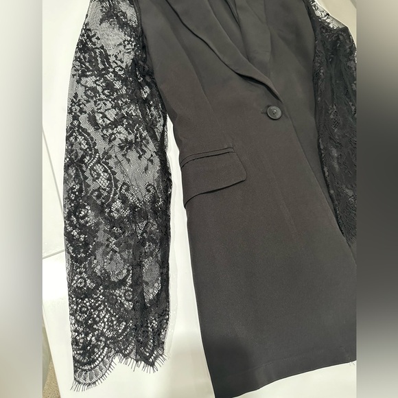 NEW SHEIN Black Suit Jacket With Lace Sleeves Size XL NWOT - Picture 6 of 7